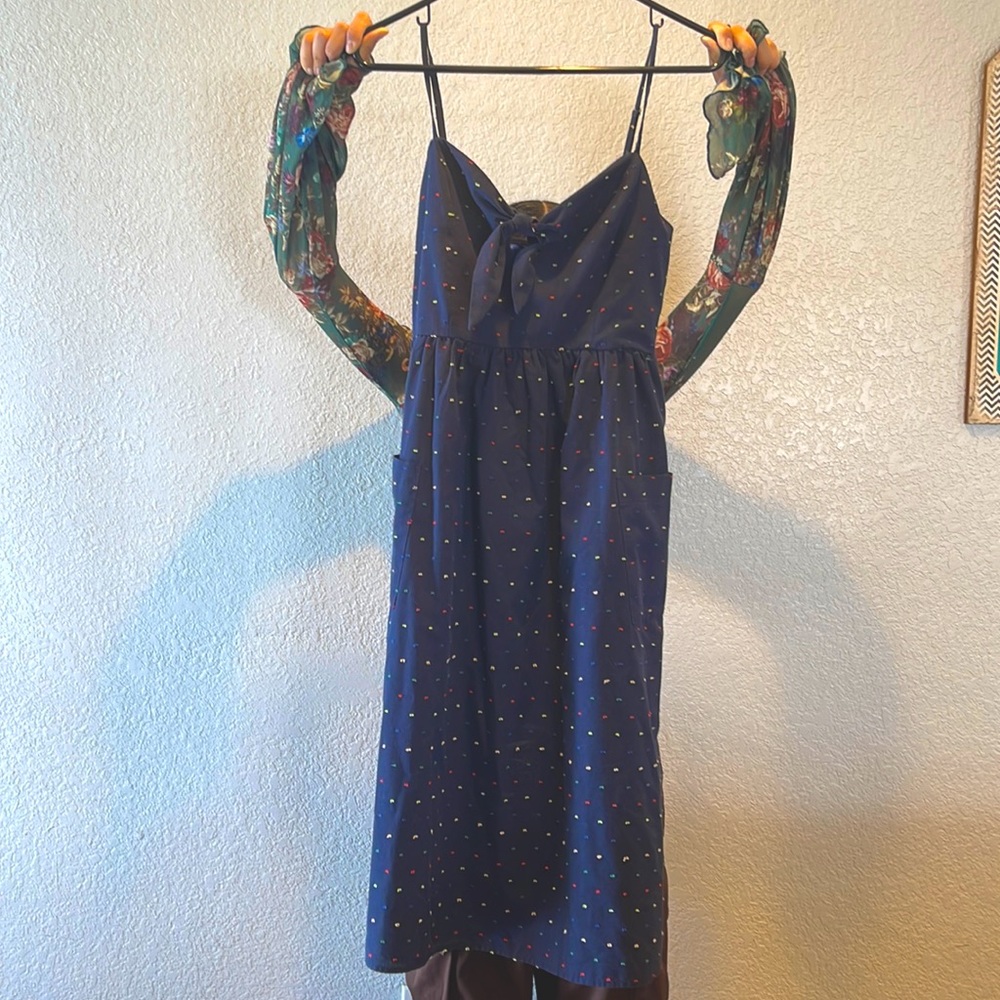 Navy blue spaghetti strap dress size S with pockets